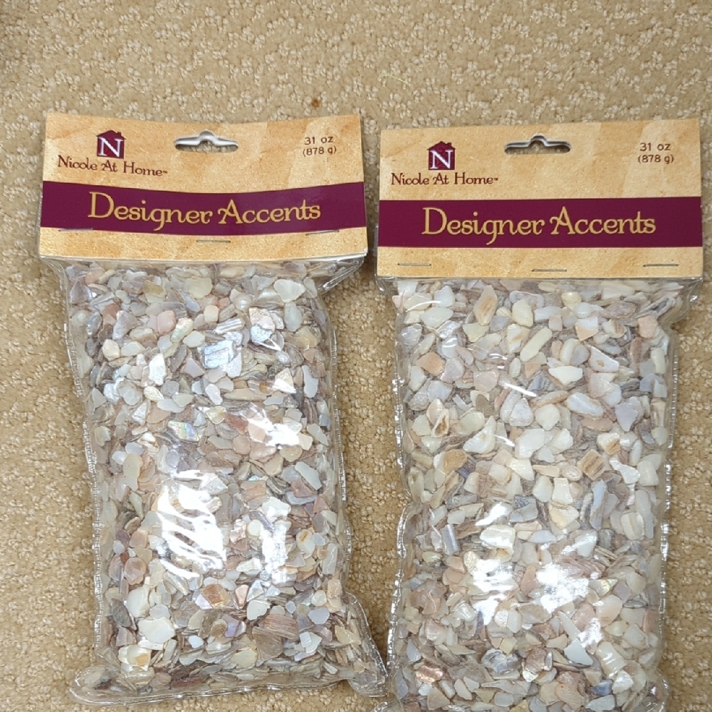 Two 31oz. Bags Of Nicole Designer Accents Shell Pieces - Cream and Tan